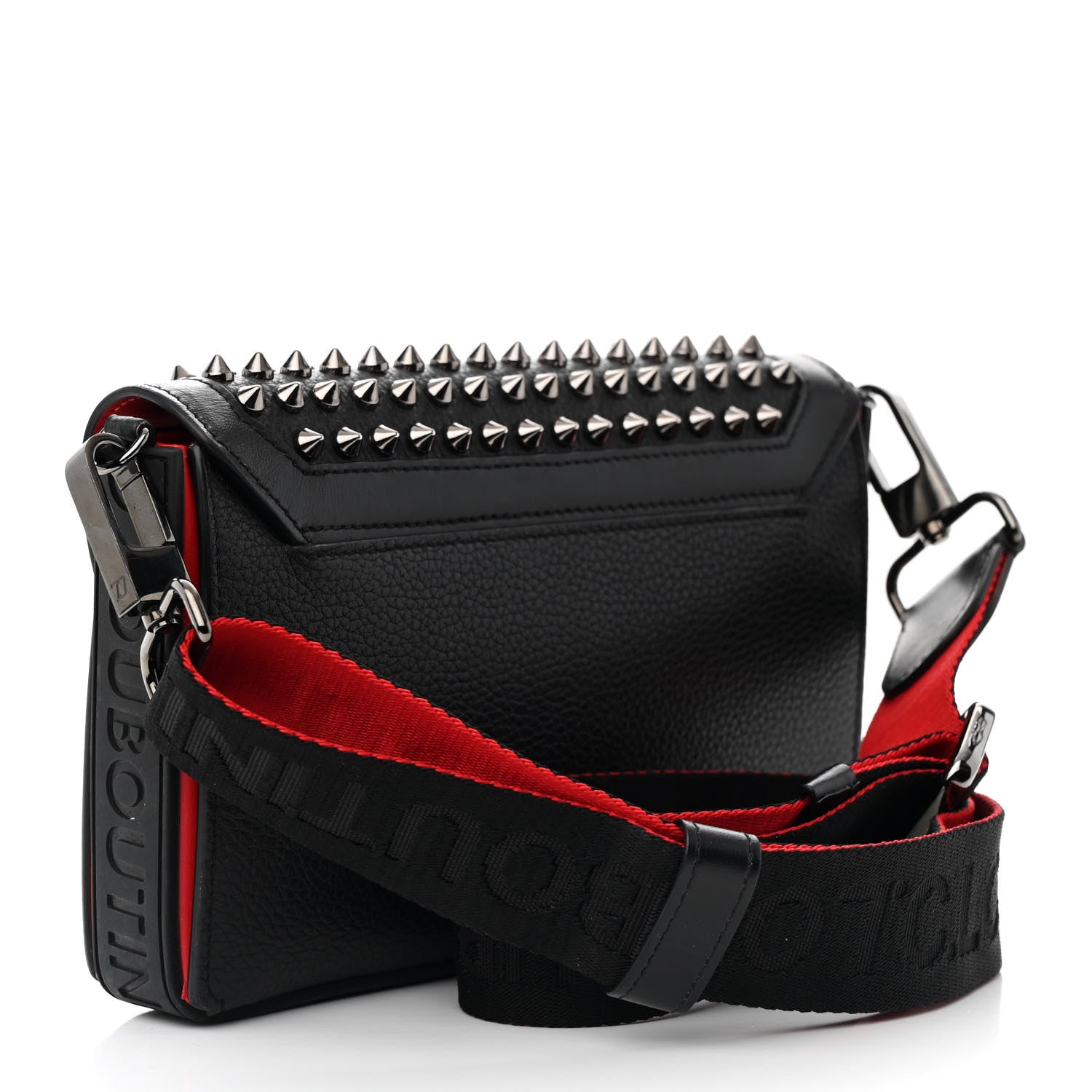 Christian Louboutin Calfskin Funky Spikes Wallet on Strap Black 3 of 20