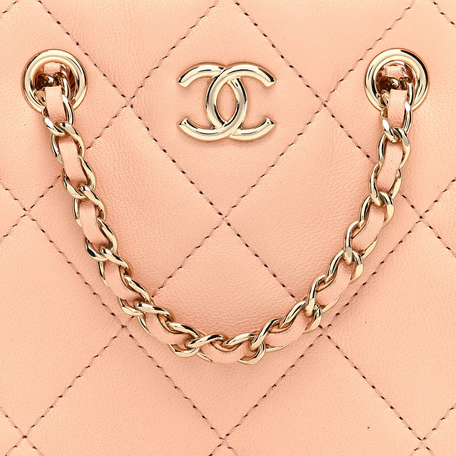 Chanel Lambskin Quilted Tiny Shopping Clutch With Chain Light Beige 8 of 10