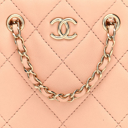 Chanel Lambskin Quilted Tiny Shopping Clutch With Chain Light Beige 8 of 10