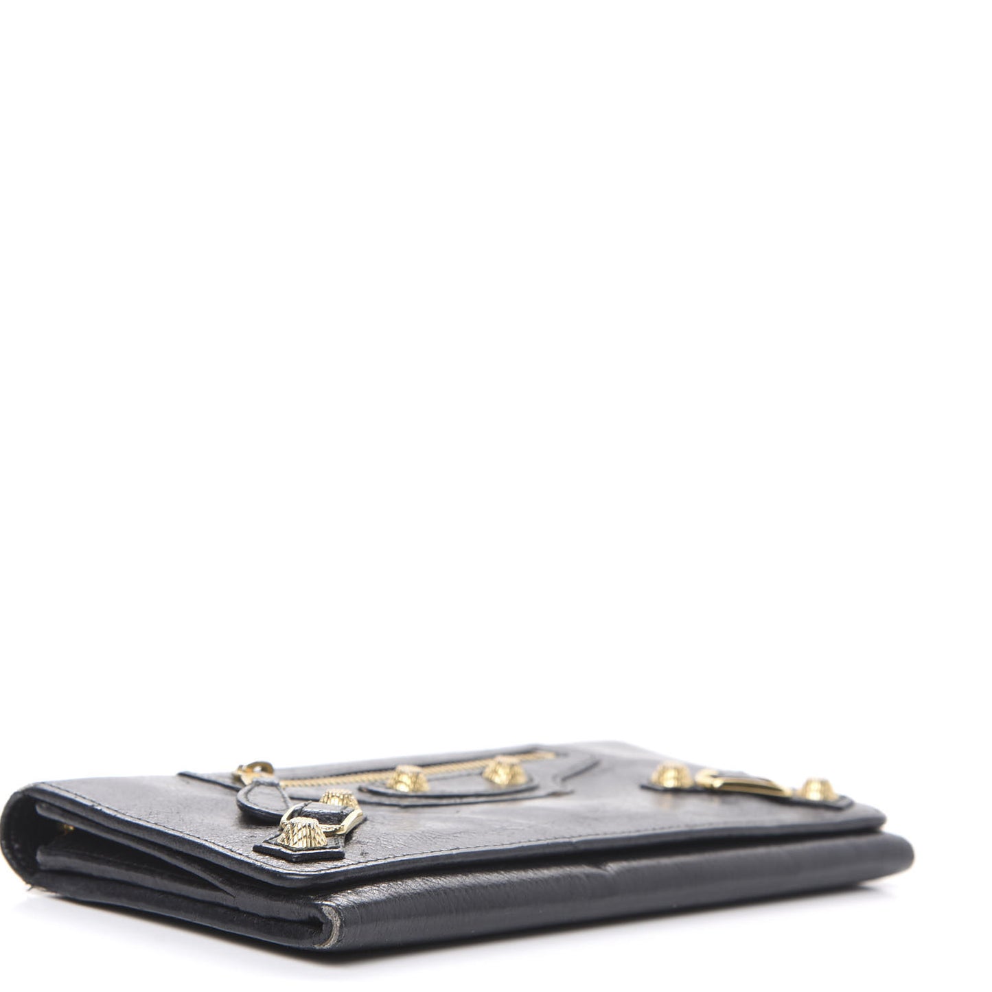 Agneau Giant 12 Gold Hardware Money Wallet Black