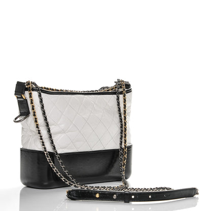 Chanel Calfskin Quilted Medium Gabrielle Hobo Black White 3 of 7