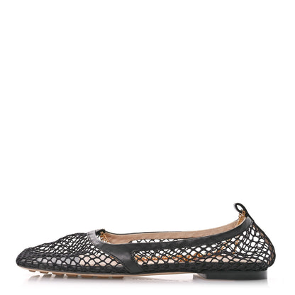Bottega Veneta Mesh Nappa Chunky Chain Stretch Ballerina Flats 36 Black 1 of 8