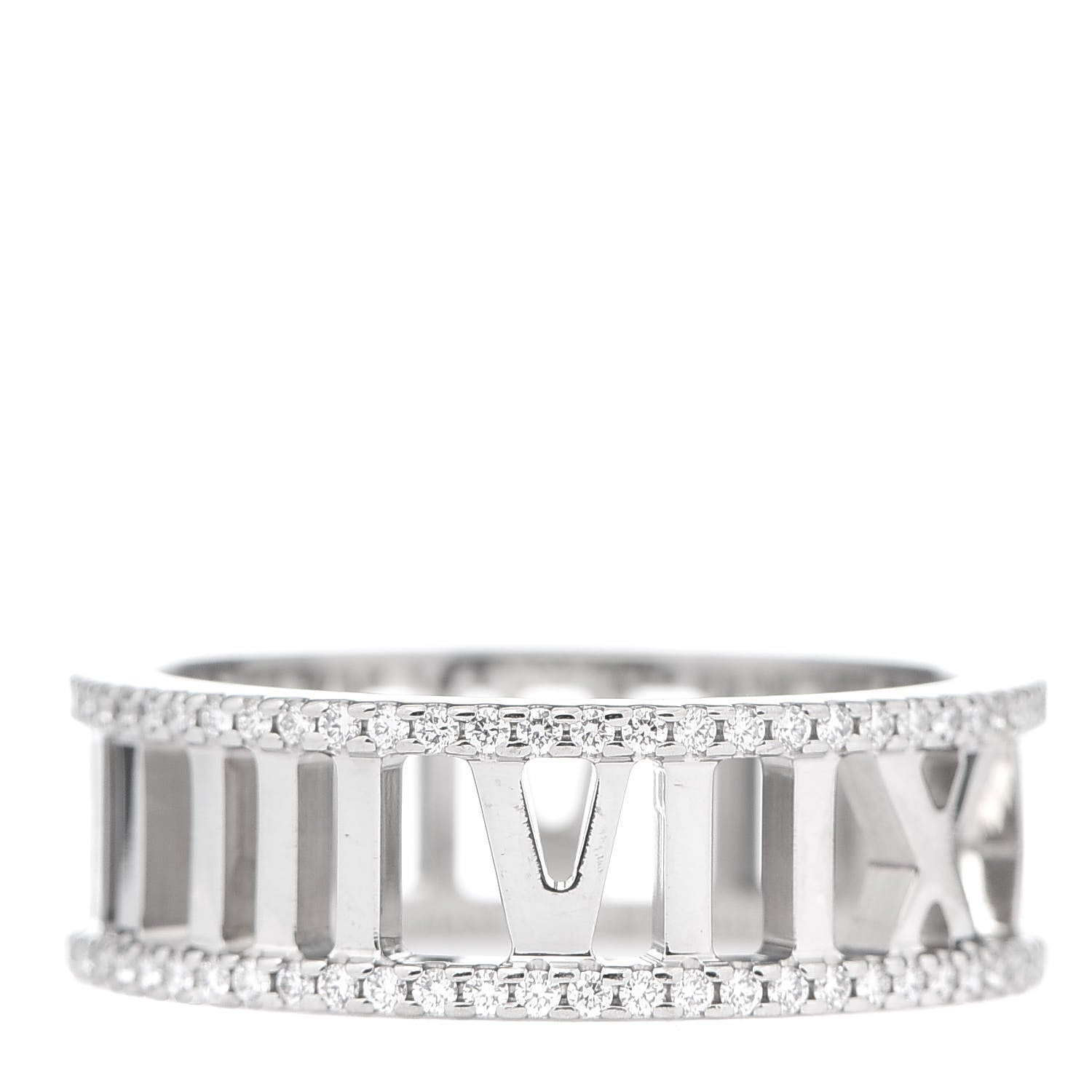 Tiffany 18K White Gold Diamond Atlas Open Pave Ring 56 7.5 1 of 5