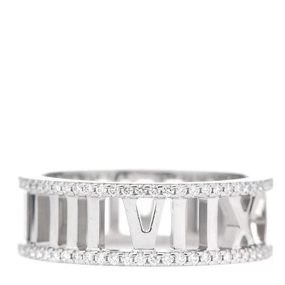 Tiffany 18K White Gold Diamond Atlas Open Pave Ring 56 7.5 1 of 5