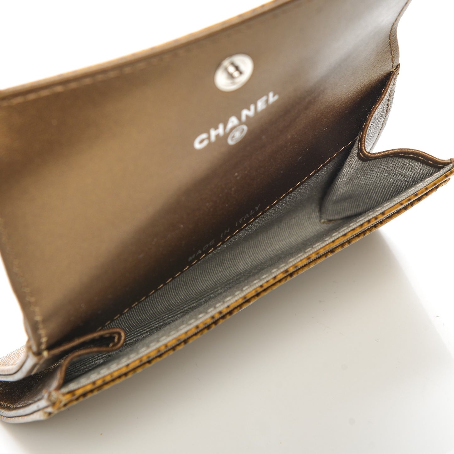 Metallic Caviar CC Timeless Card Holder Dark Gold