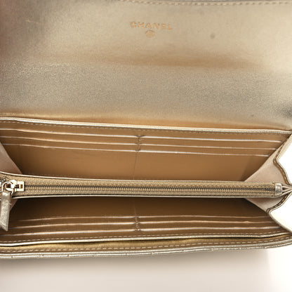 Chanel Metallic Lambskin Quilted Large Gusset Flap Wallet Gold 4 of 10