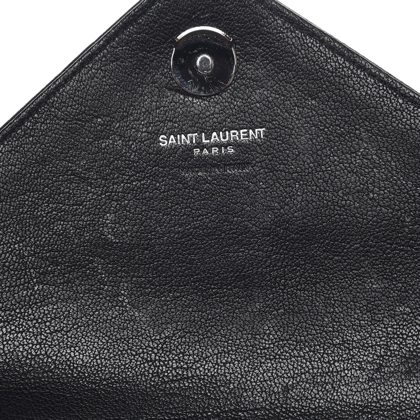 Sheepskin Matelasse Chevron Monogram College Chain Wallet Black