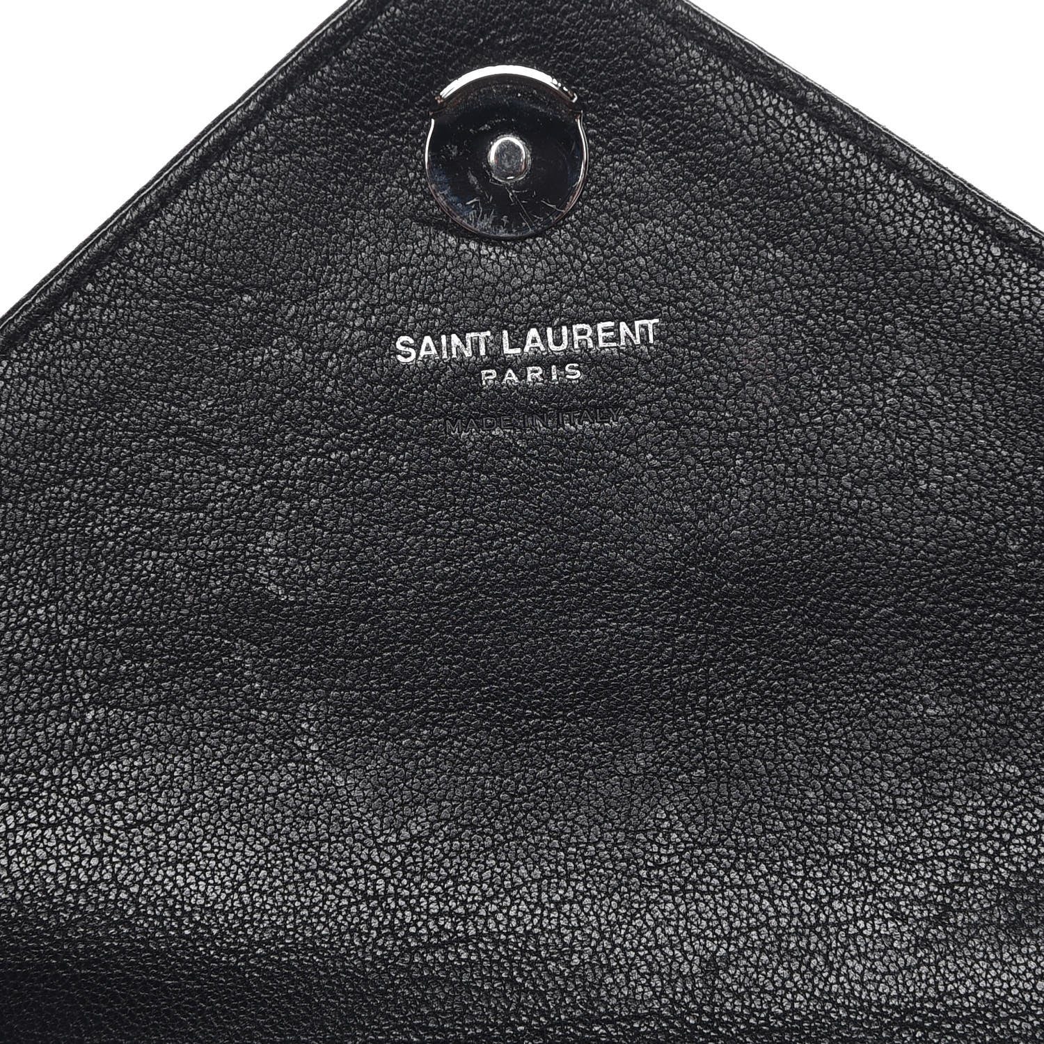 Saint Laurent Sheepskin Matelasse Chevron Monogram College Chain Wallet Black 6 of 9