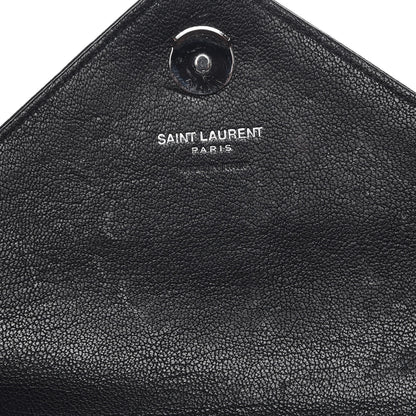 Saint Laurent Sheepskin Matelasse Chevron Monogram College Chain Wallet Black 6 of 9