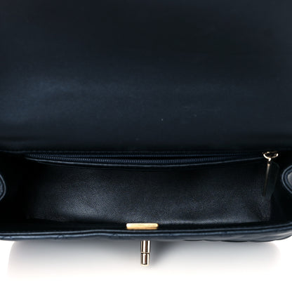 Chanel Lambskin Quilted Mini Top Handle Rectangular Flap Navy Blue 5 of 10
