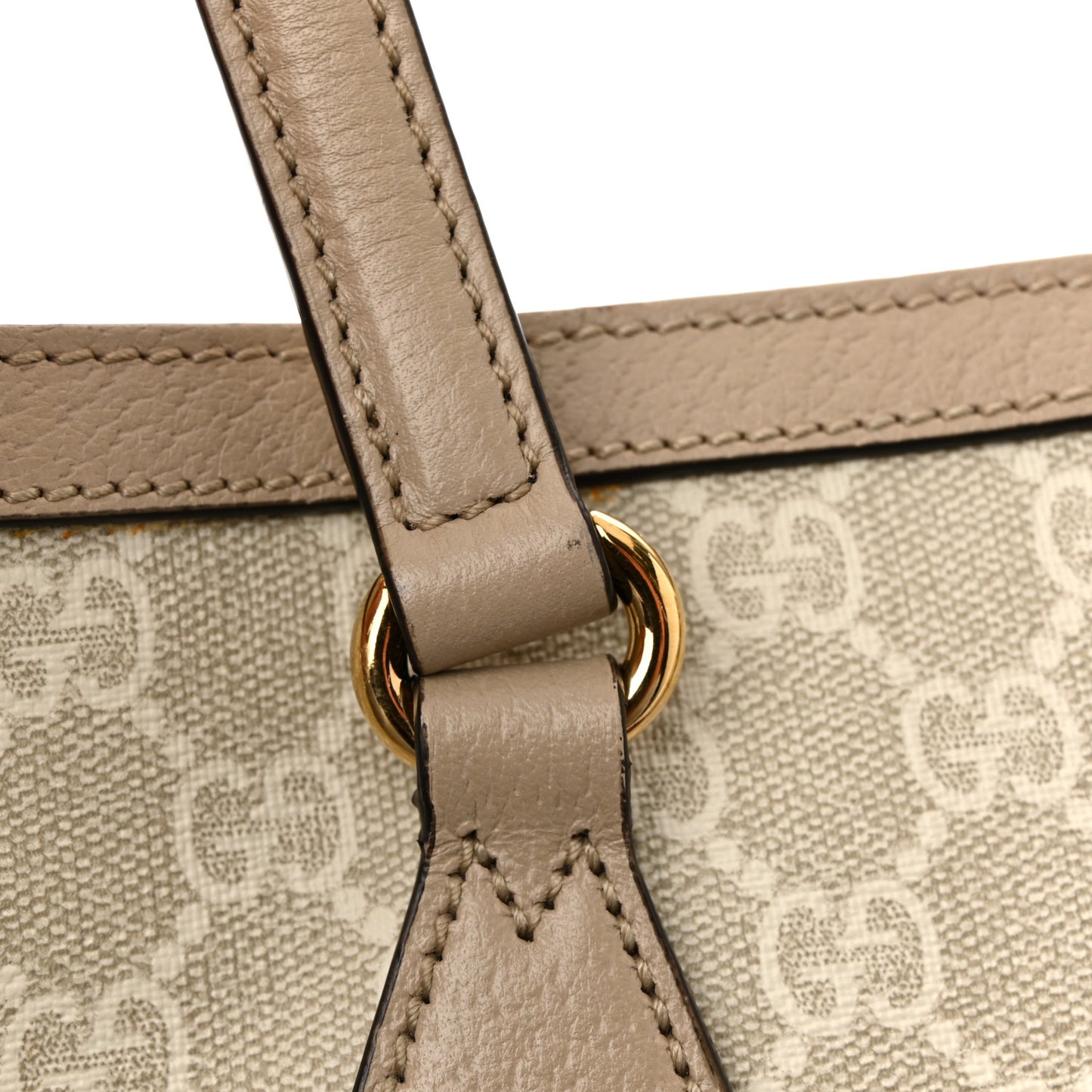 GG Supreme Monogram Textured Dollar Calfskin Web Medium Ophidia Shopping Tote Beige Mystic White Oatmeal
