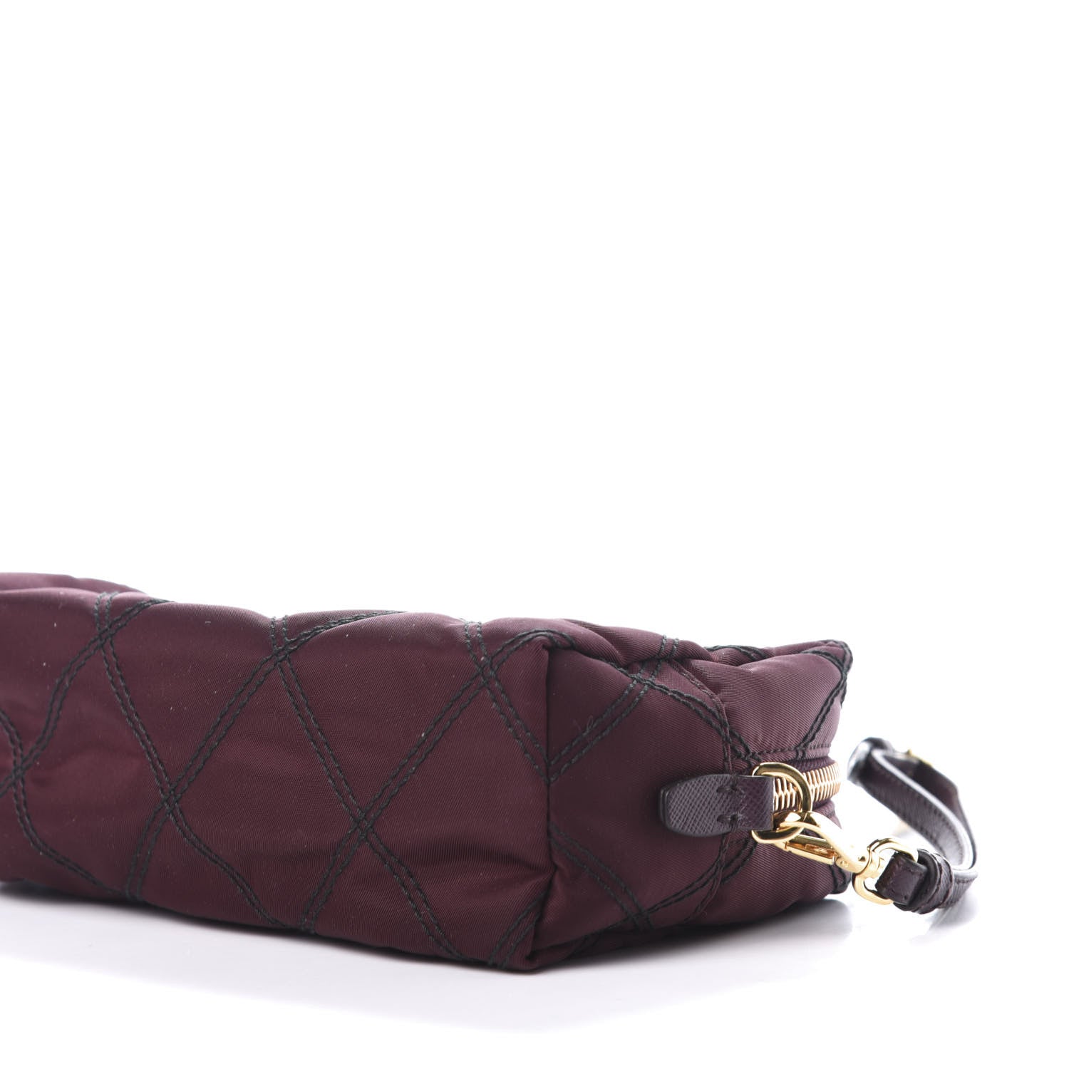 Prada Tessuto Nylon Saffiano Impunturato Quilted Wristlet Granato 7 of 10