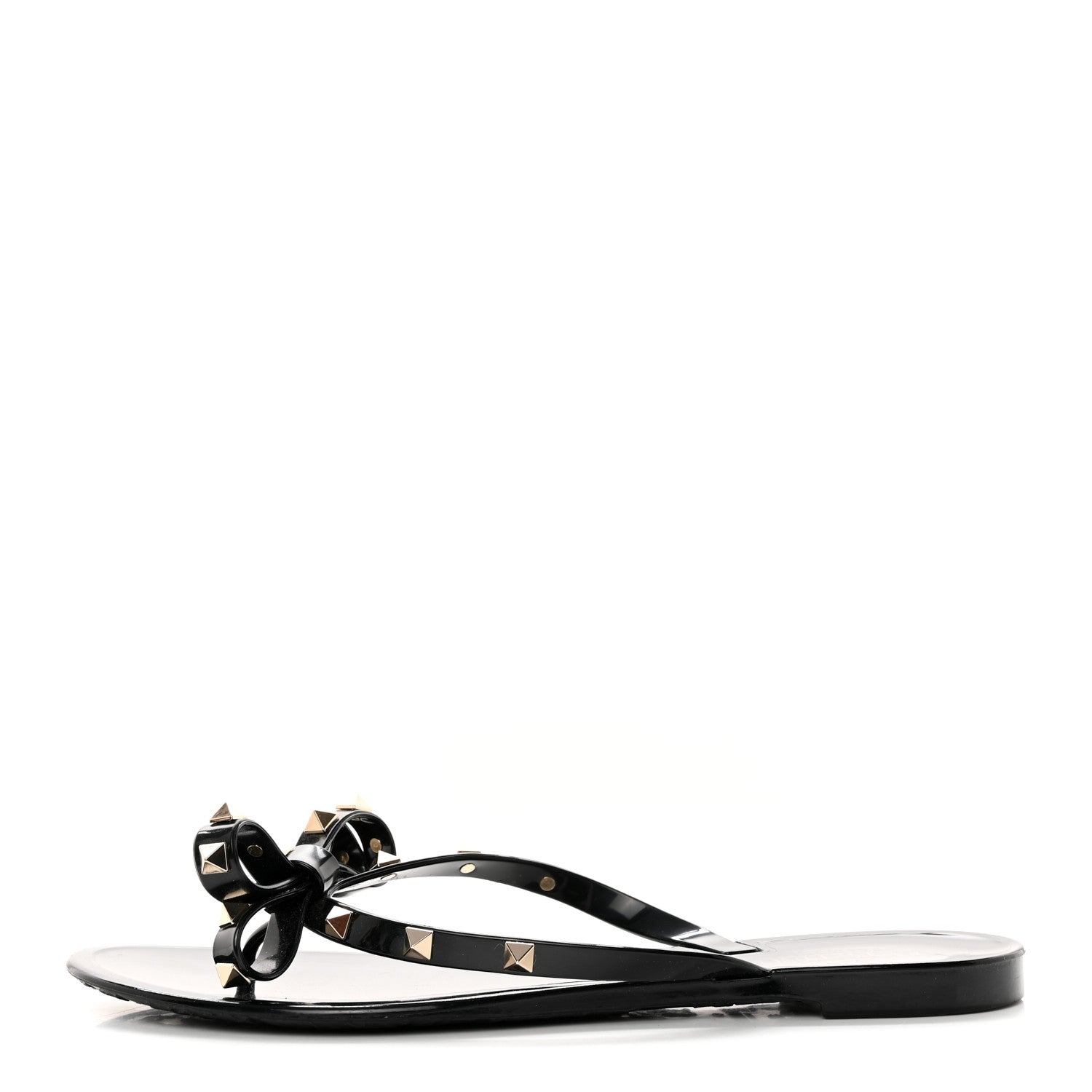 Valentino Garavani PVC Jelly Rockstud Bow Thong Sandals 41 Black 1 of 10