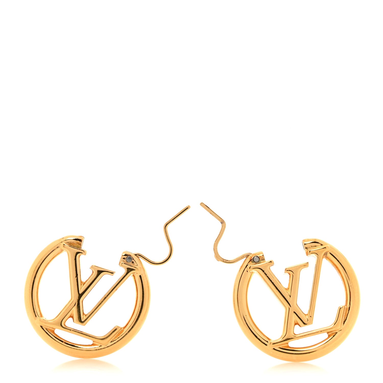 Louis Vuitton Metal Small Louise Hoop Earrings Gold 3 of 5