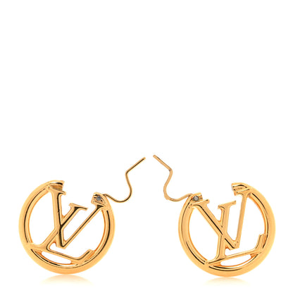 Louis Vuitton Metal Small Louise Hoop Earrings Gold 3 of 5