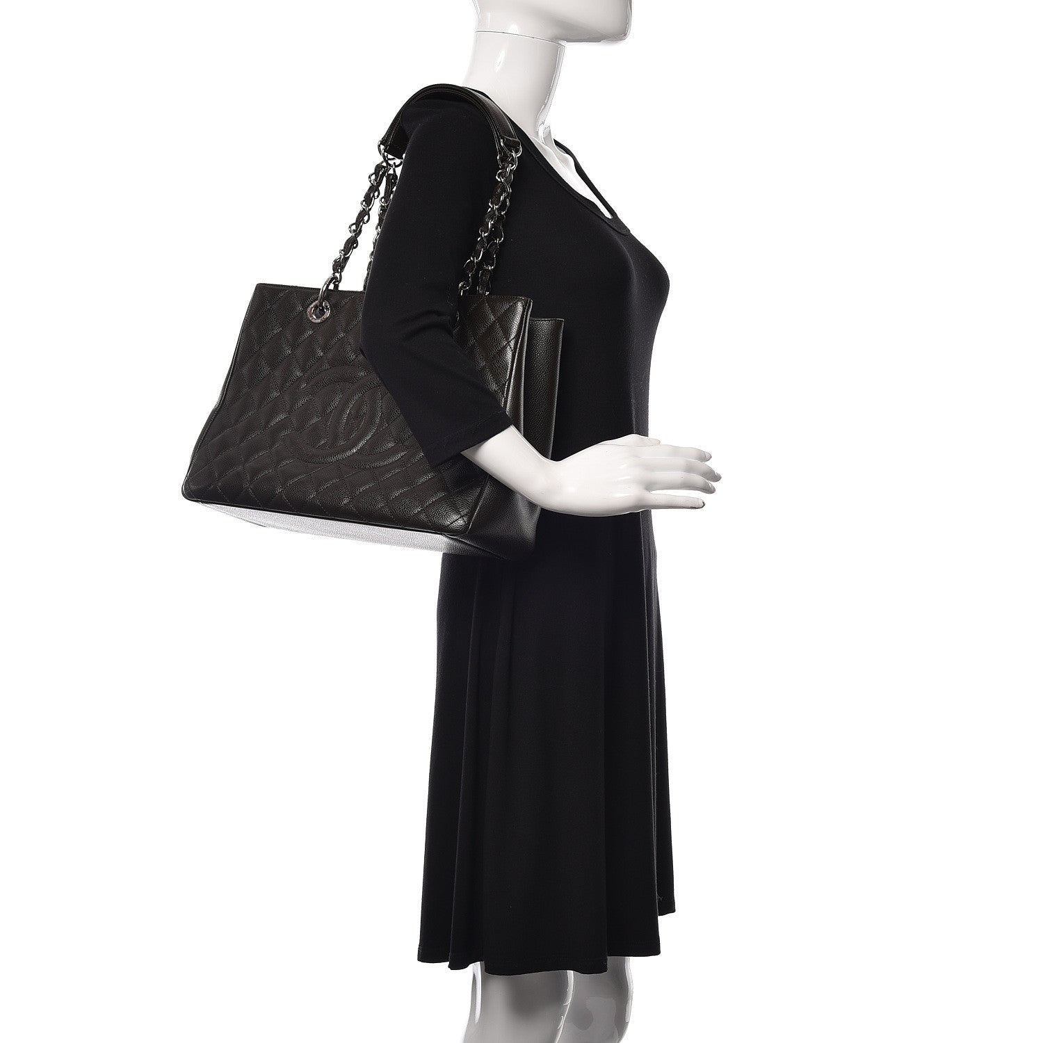 Chanel Caviar Quilted Grand Shopping Tote GST Dark Brown 2 of 26