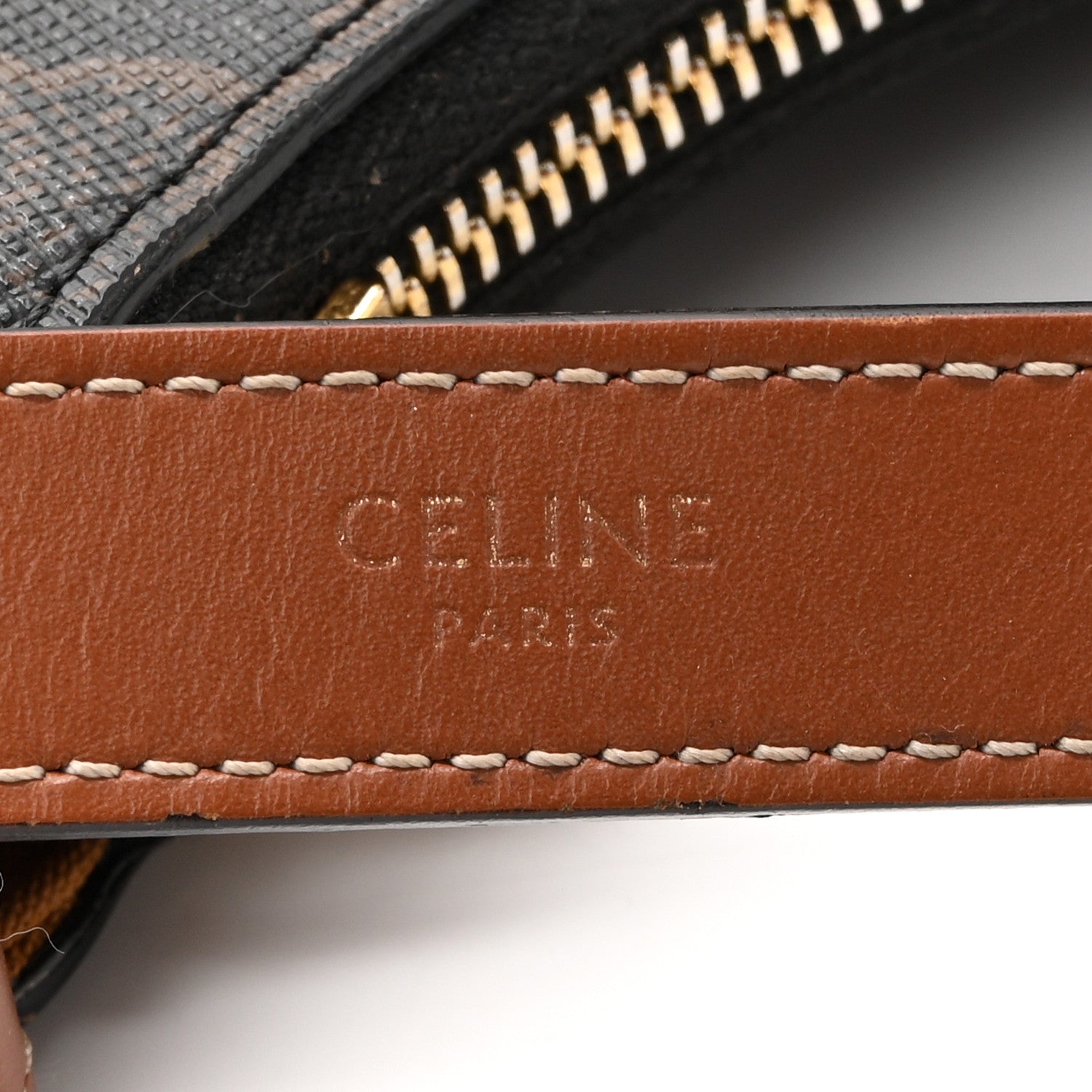 Celine Triomphe Canvas Calfskin Ava Shoulder Bag Tan 6 of 14