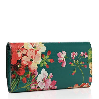 Gucci Calfskin Blooms Print Continental Wallet Bright Emerald Multicolor 3 of 8
