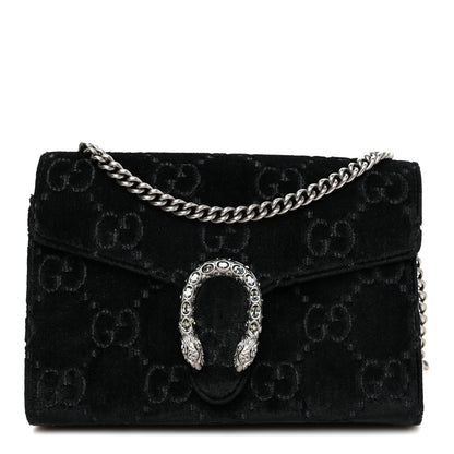 Gucci Velvet GG Monogram Mini Dionysus Chain Wallet Black 1 of 12