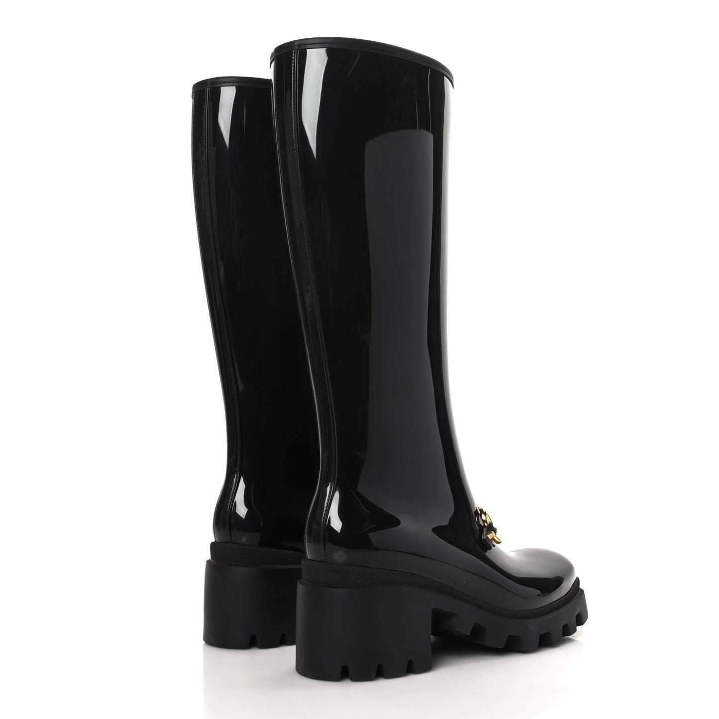 Rubber Horsebit Knee High Boots 40 Black
