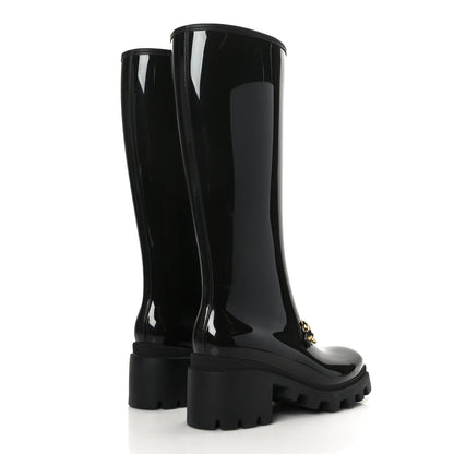Gucci Rubber Horsebit Knee High Boots 40 Black 4 of 6