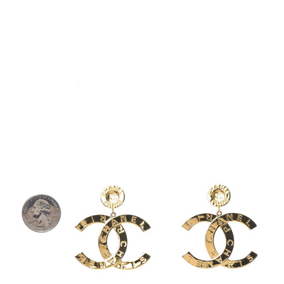 Chanel Metal Large Paris Button Earrings Gold 2 of 4