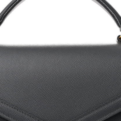 Saint Laurent Grain de Poudre Medium Classic Monogram Cassandra Top Handle Dark Smog 8 of 11