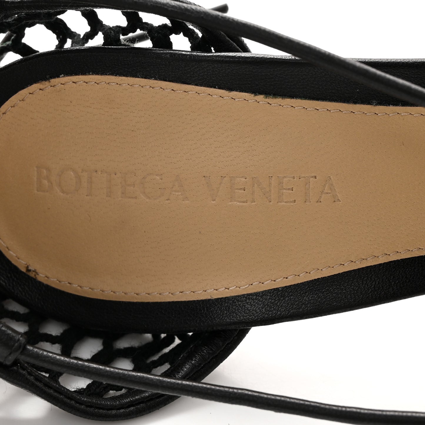 Mesh Nappa Stretch Ankle Tie Sandals 38 Black