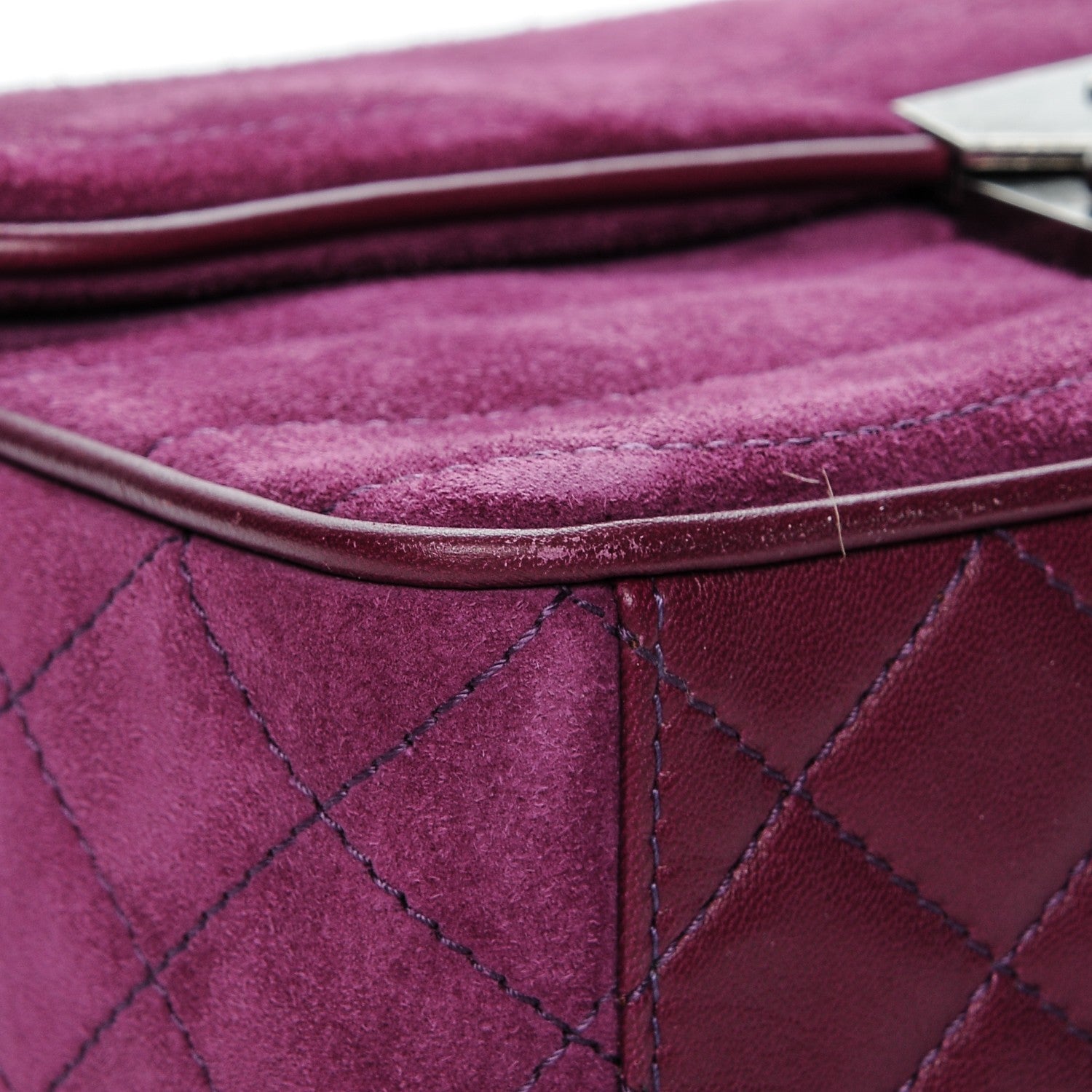Chanel Suede Lambskin Scallop Quilted Medium Pagoda Flap Purple 5 of 8