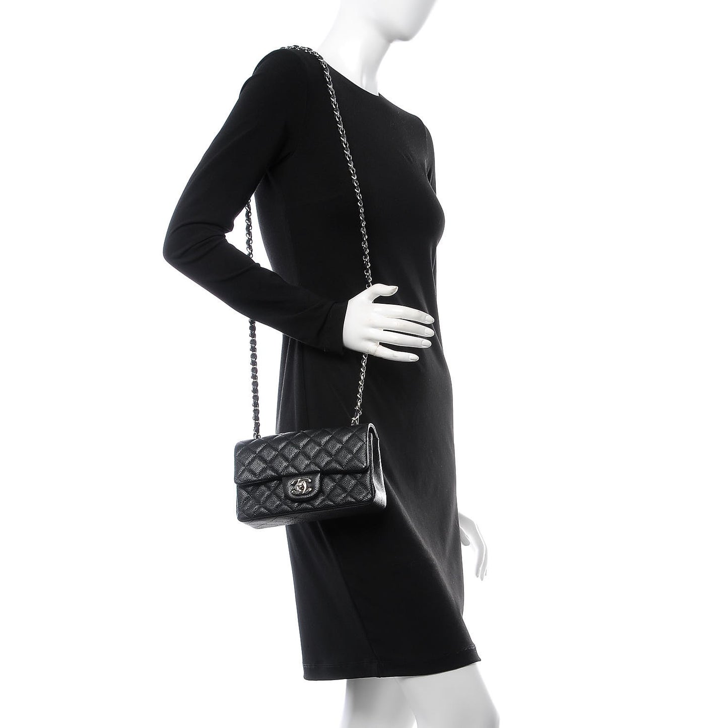 Caviar Quilted Mini Rectangular Flap Black