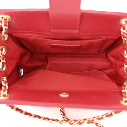 Chanel Calfskin Quilted CC Small Once Upon A Time Tote Red 5 of 10