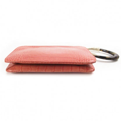 Valentino Garavani Crocodile Embossed Crystal Clutch Coral 4 of 10