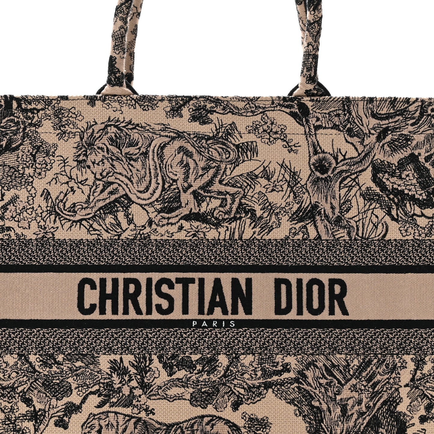 Canvas Embroidered Large Dioriviera Toile De Jouy Book Tote Black