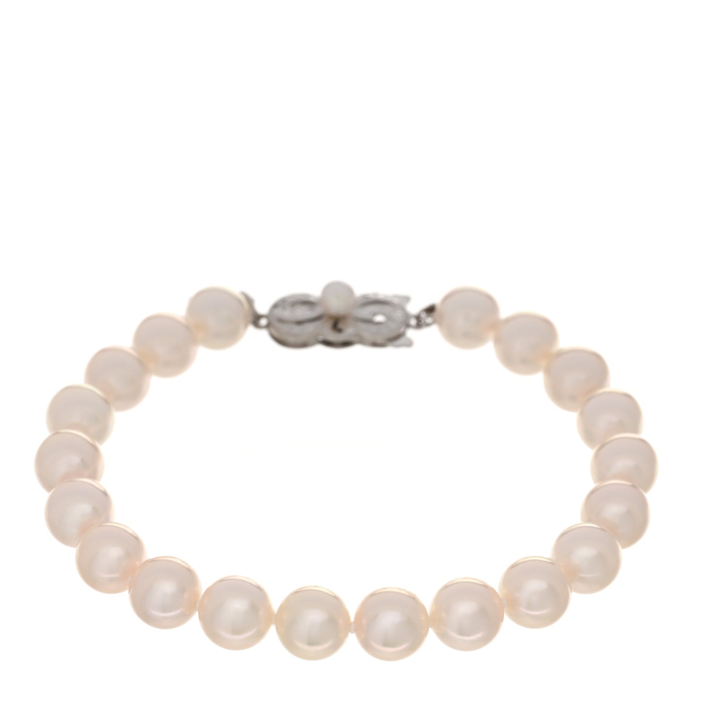 18K White Gold Akoya Cultured Pearl 7.5-8mm Strand Bracelet
