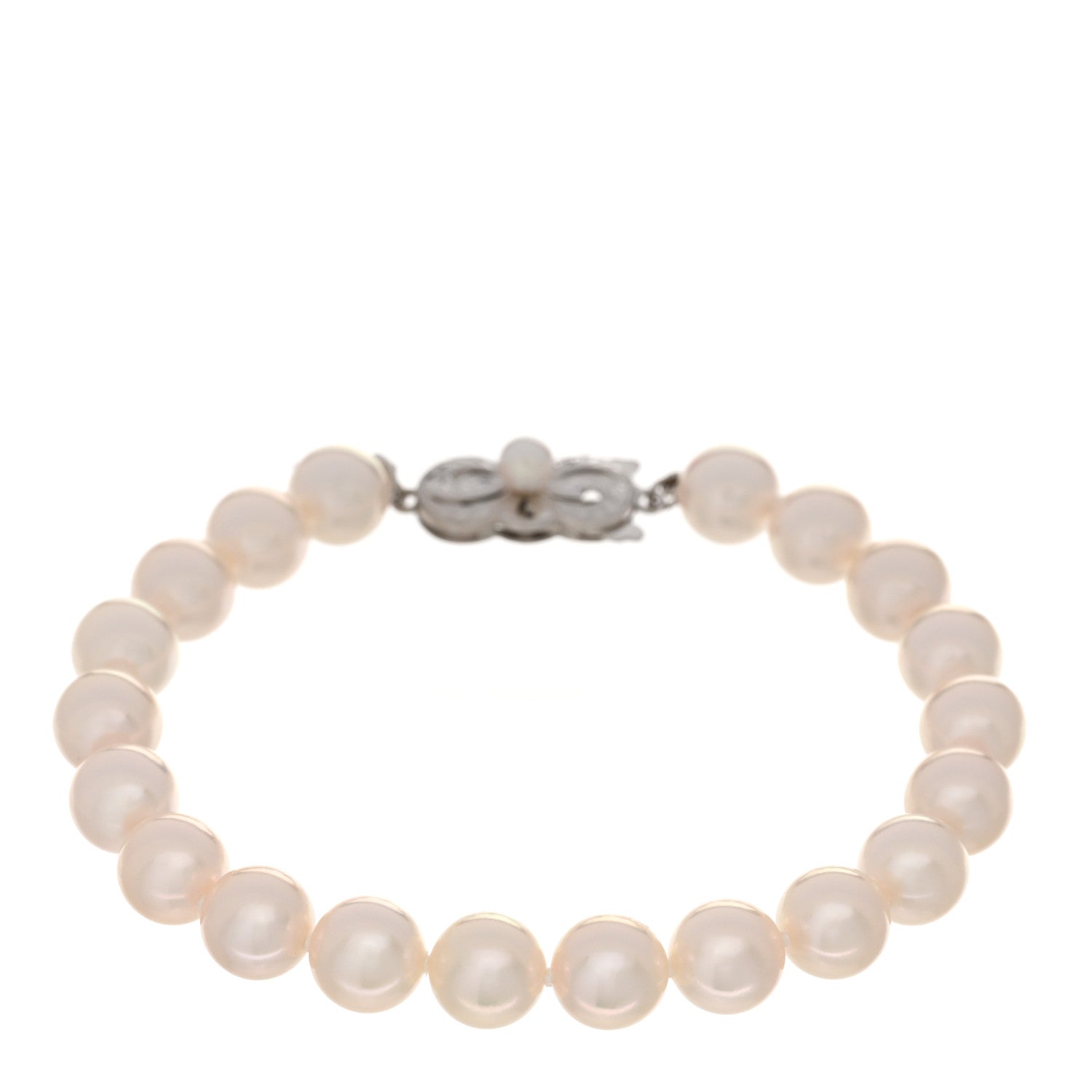 Mikimoto 18K White Gold Akoya Cultured Pearl 7.5-8mm Strand Bracelet 1 of 4
