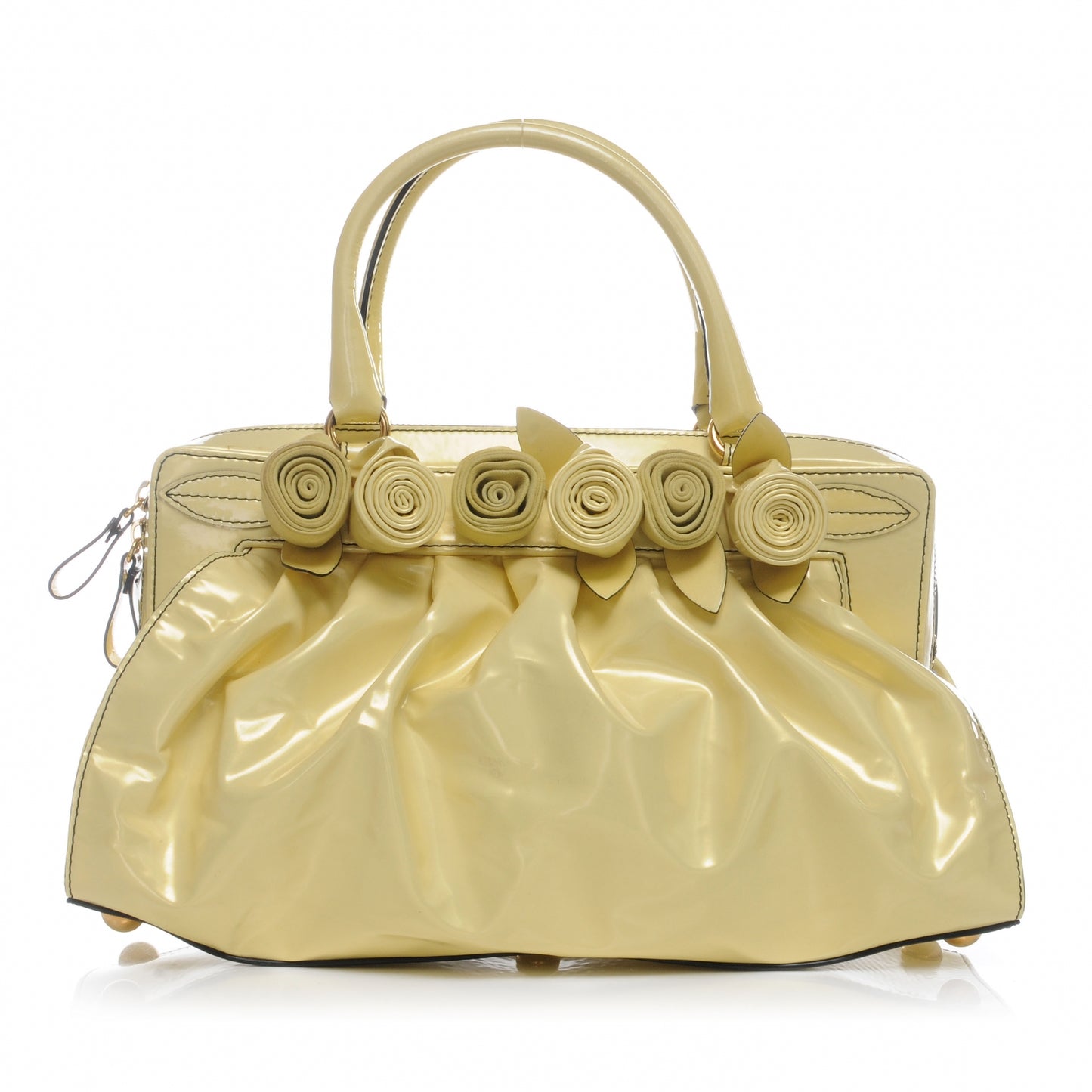 Coated Canvas Lacca Fleur Frame Bag Yellow