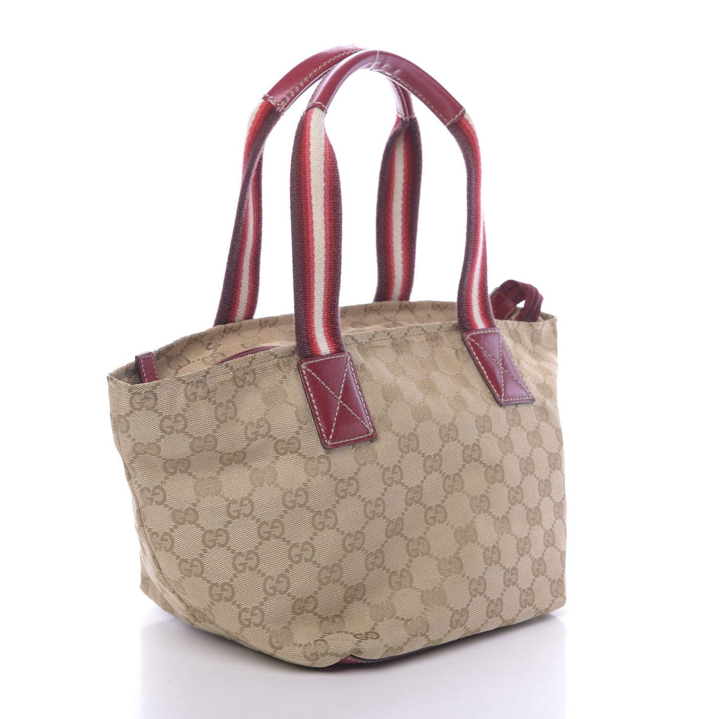 GG Monogram Small Web Handle Bucket Tote Beige