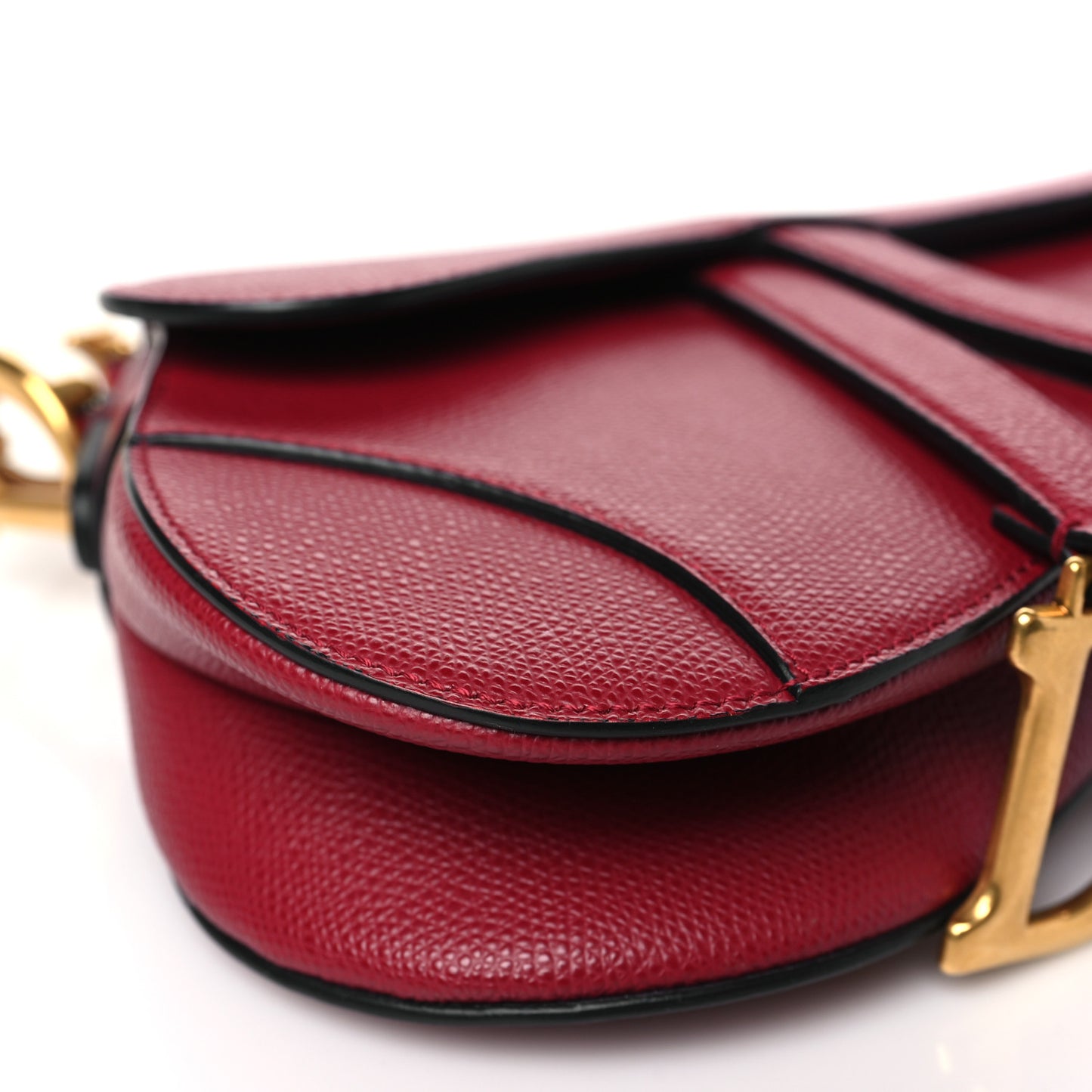 Grained Calfskin Mini Saddle Bag Red