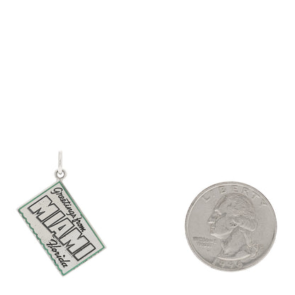 Tiffany Sterling Silver Enamel Miami Postcard Charm Blue 2 of 4