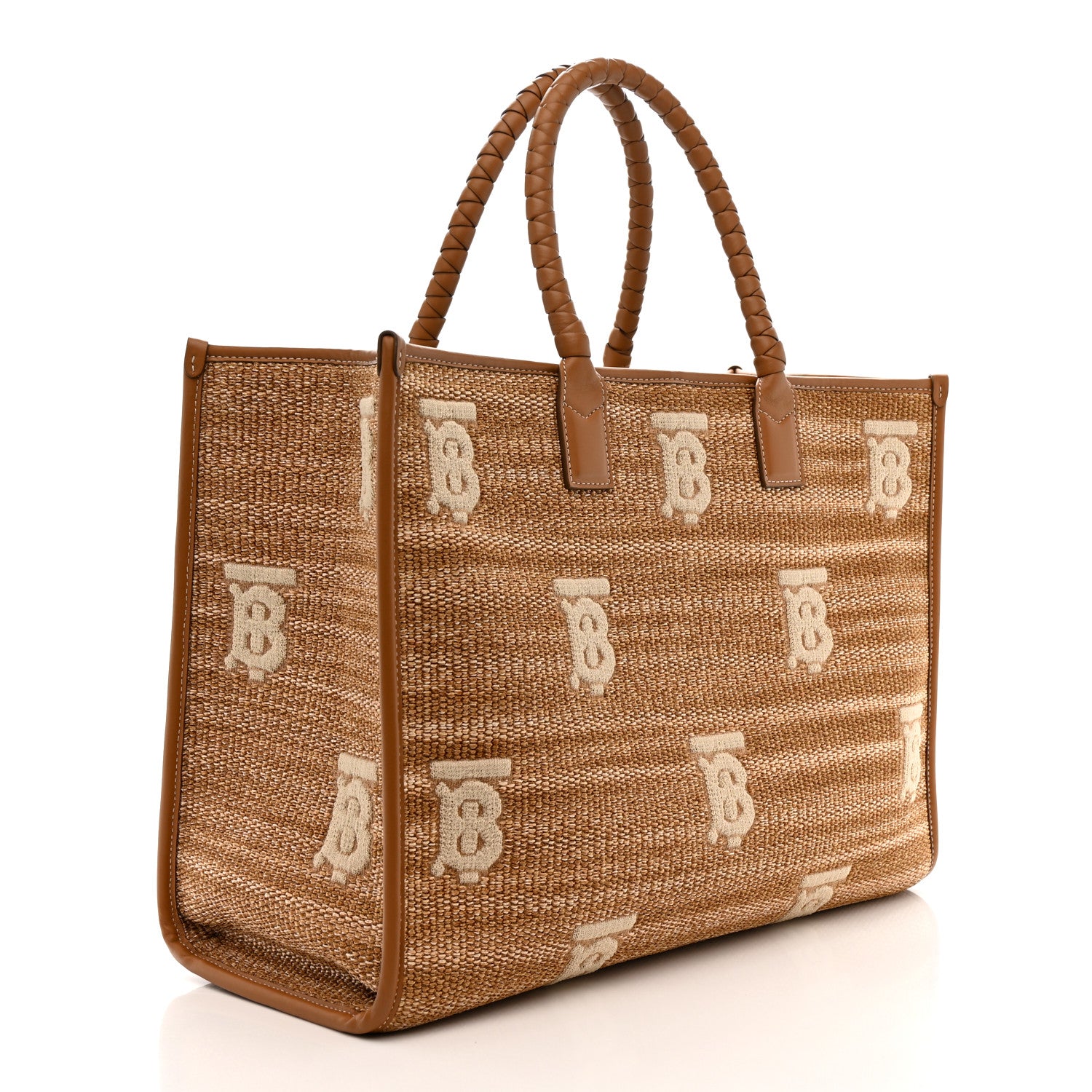 Burberry Raffia Calfskin Medium Freya Tote Natural 3 of 13