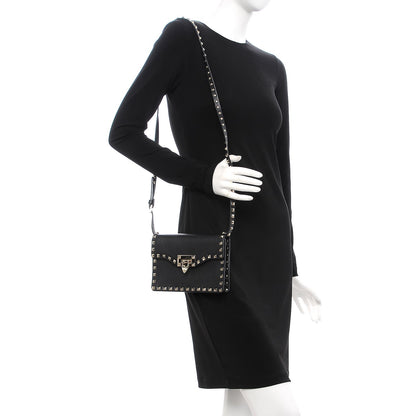 Valentino Garavani Vitello Rockstud Shoulder Flap Bag Black 2 of 6