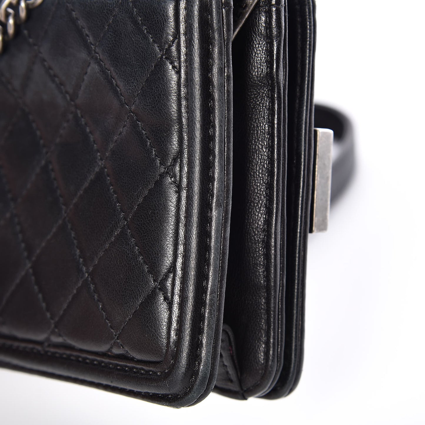 Plexiglass Lambskin Mini Boy Brick Flap Black