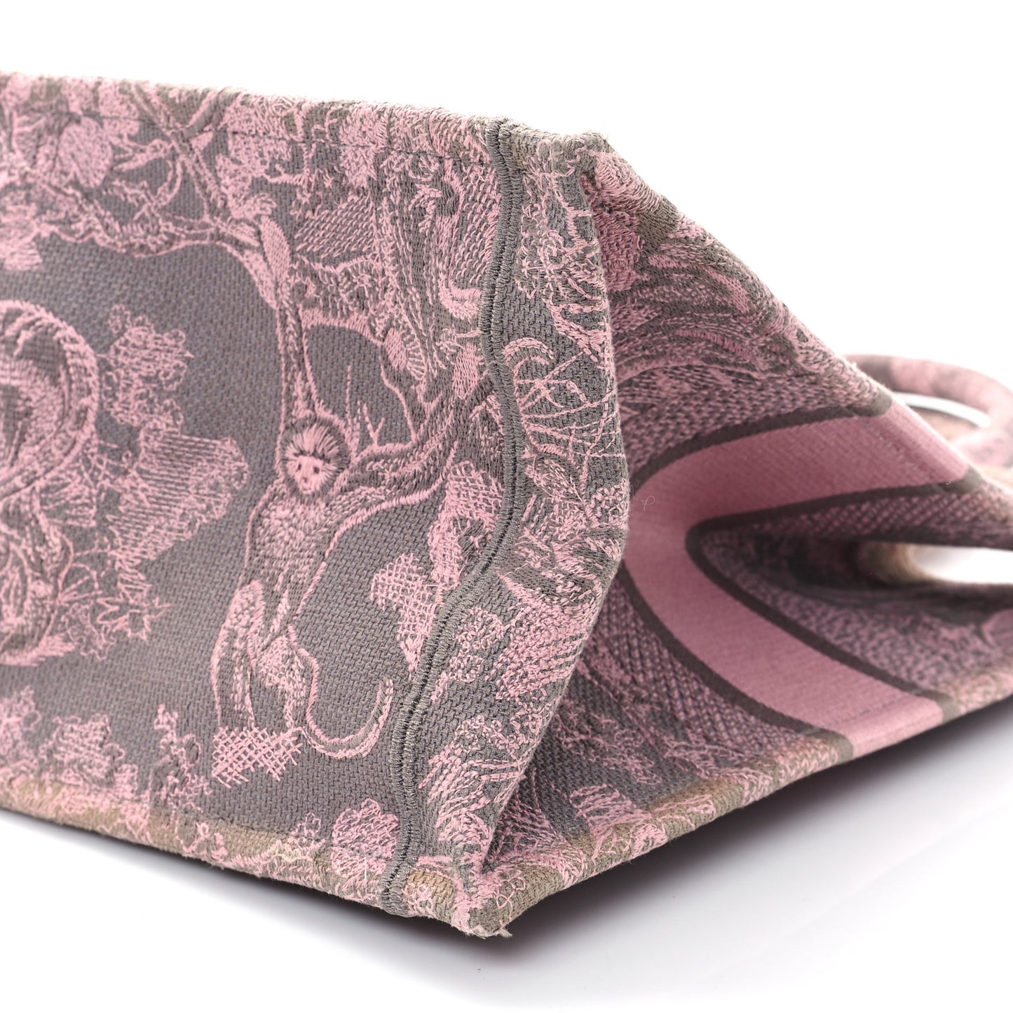 Canvas Embroidered Medium Dioriviera Toile De Jouy Book Tote Pink Grey