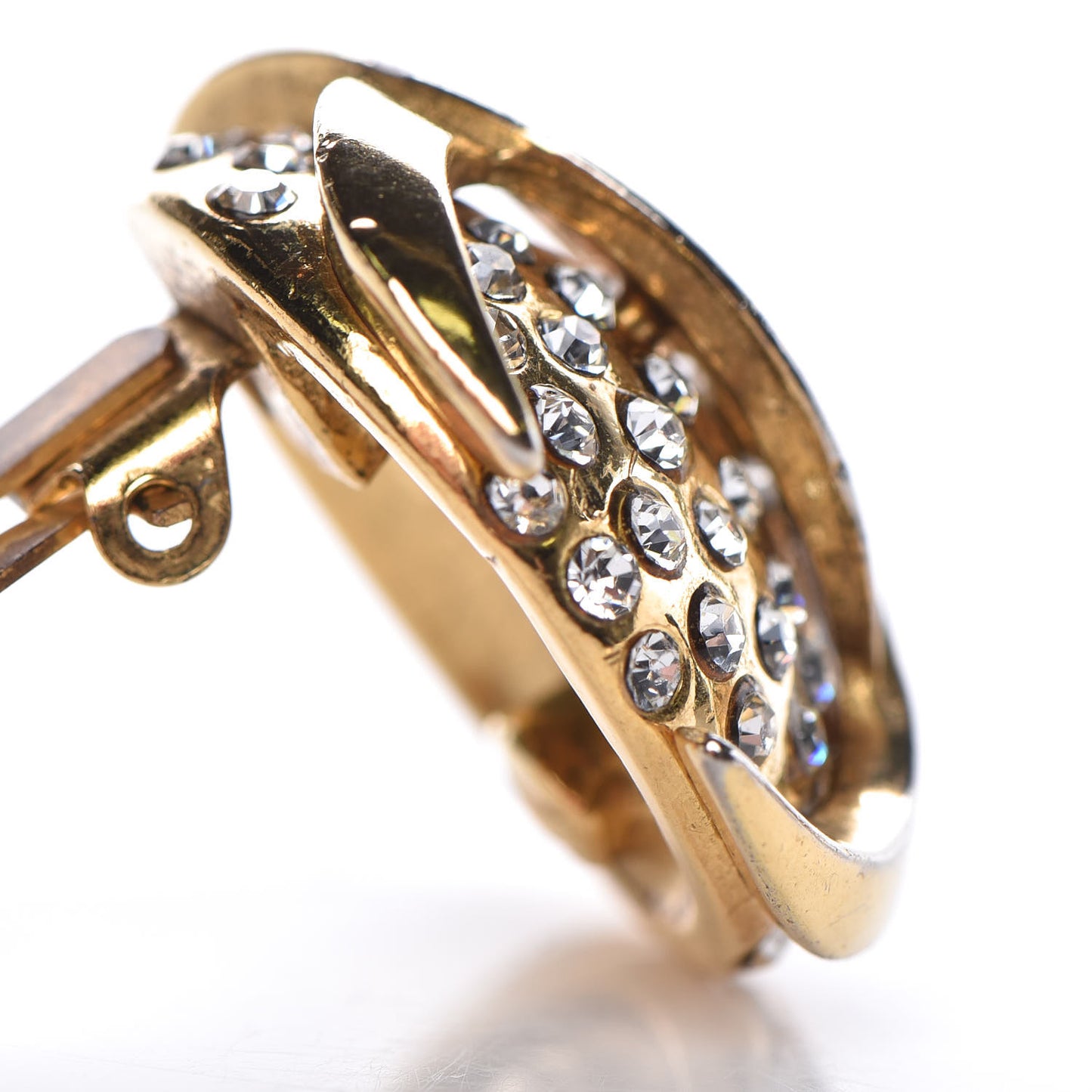 Crystal CC Clip On Earrings Gold
