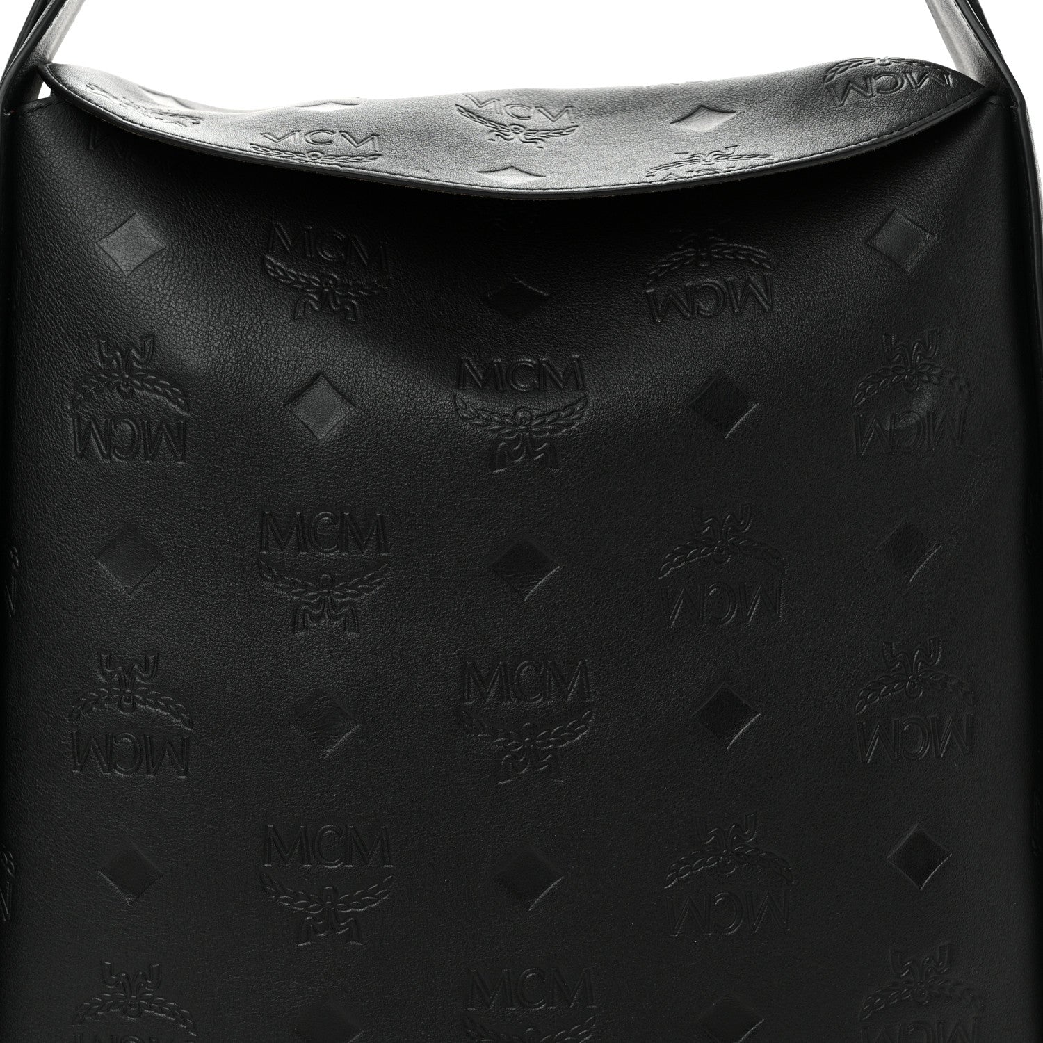 MCM Calfskin Ottomar Monogram Large Aren Flap Hobo Black 7 of 9