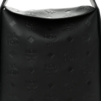 MCM Calfskin Ottomar Monogram Large Aren Flap Hobo Black 7 of 9