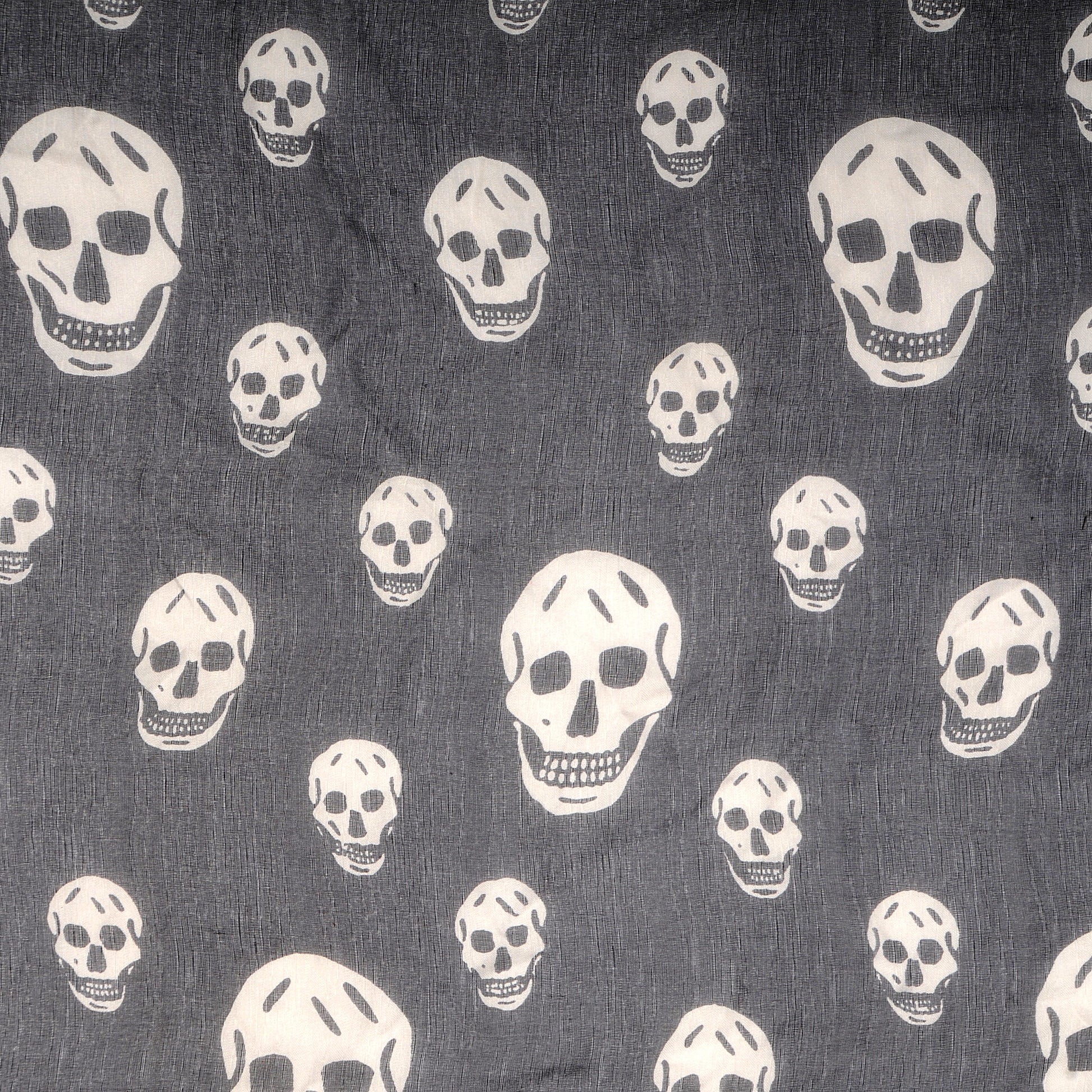 Alexander McQueen Silk Chiffon Skull Scarf Black Ivory 3 of 7