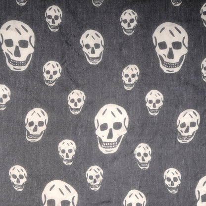 Alexander McQueen Silk Chiffon Skull Scarf Black Ivory 3 of 7