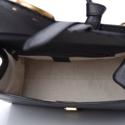 Gucci Calfskin Small GG Marmont Top Handle Bag Black 5 of 10