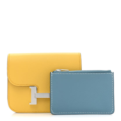 Hermes Evercolor Bi-Color Constance Slim Wallet Sun Blue Jean 1 of 12